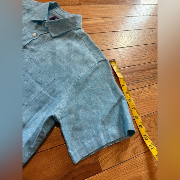 UNTUCKit Shirt Men’s Size M Light Blue 100% Linen Button Up Short Sleeve Shirt - Picture 11 of 11
